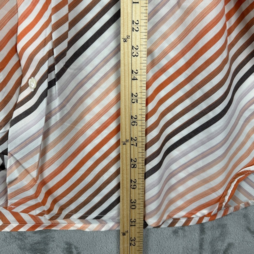 Perry Ellis Mens Melon Orange Diagonal Stripe Button Down Shirt Large NWT - Picture 5 of 8
